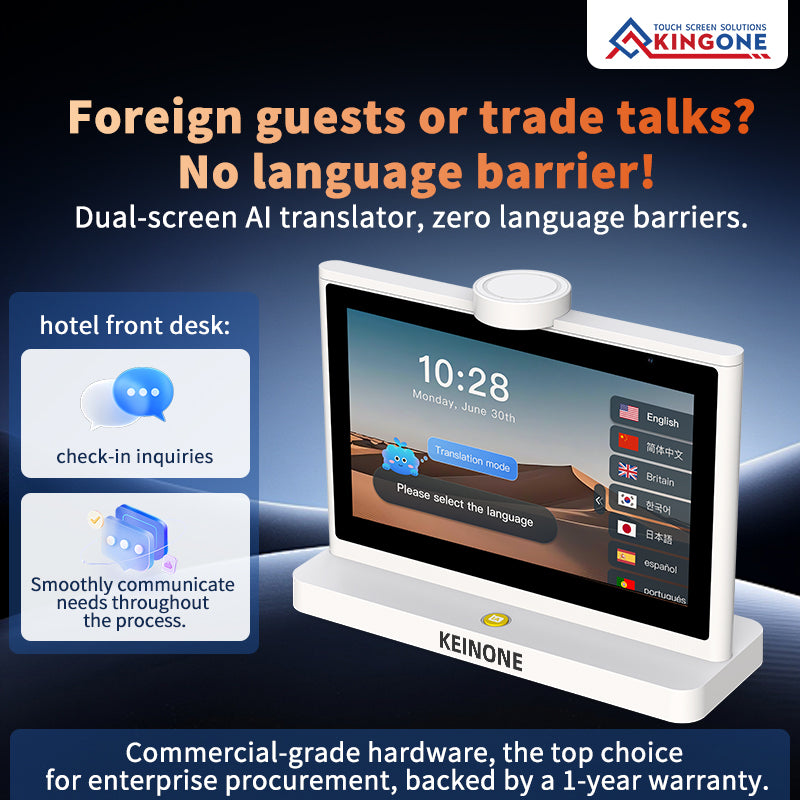 KEINONE Desktop AI Dual-Screen Translator - Real-Time Voice and Simultaneous Translation Device for Business, Hotel, and Conference Multilingual Communication