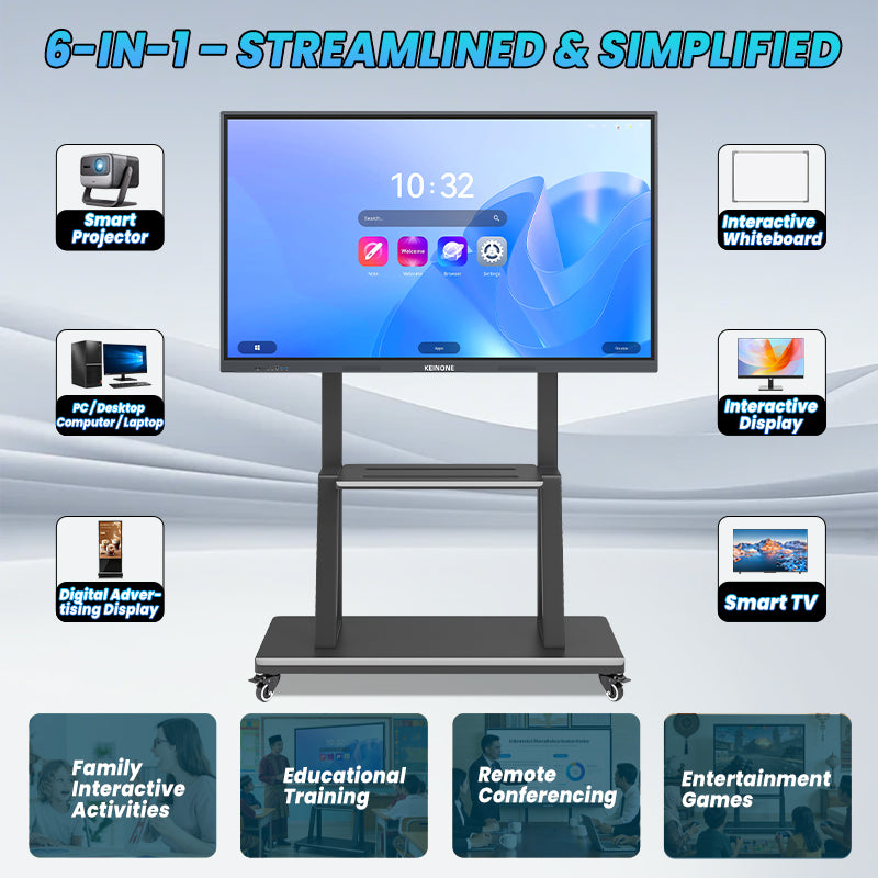 KEINONE 85-Inch Educational & Conference Interactive Flat Panel, Multimedia Training Touchscreen, Interactive Smart Whiteboard & TV