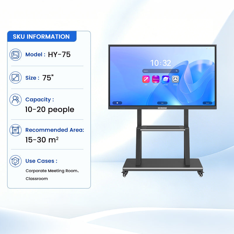 KEINONE 75-Inch Multimedia Teaching All-in-One Display, Interactive Touchscreen Whiteboard for Kindergarten, Elementary School, Middle School & High School, Teaching & Training, Smart Conference Panel, Smart TV
