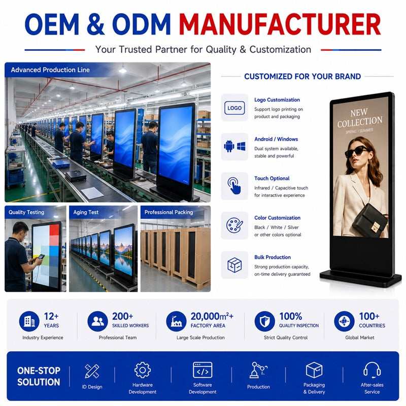 KEINONE Freestanding Digital Signage with 4K Display, Smart Network Connectivity & Touchscreen Kiosk, 43/50/55/65 Inch