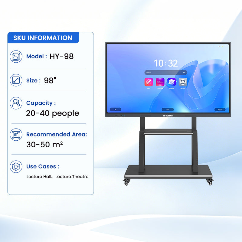 KEINONE 98-Inch Conference Interactive Panel, Smart Large Screen for Corporate Meeting Rooms, Multimedia Touchscreen, Teaching All-in-One Display